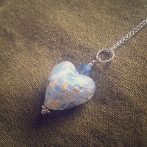 Gineva Murano Glass Byzantine Silver Necklace